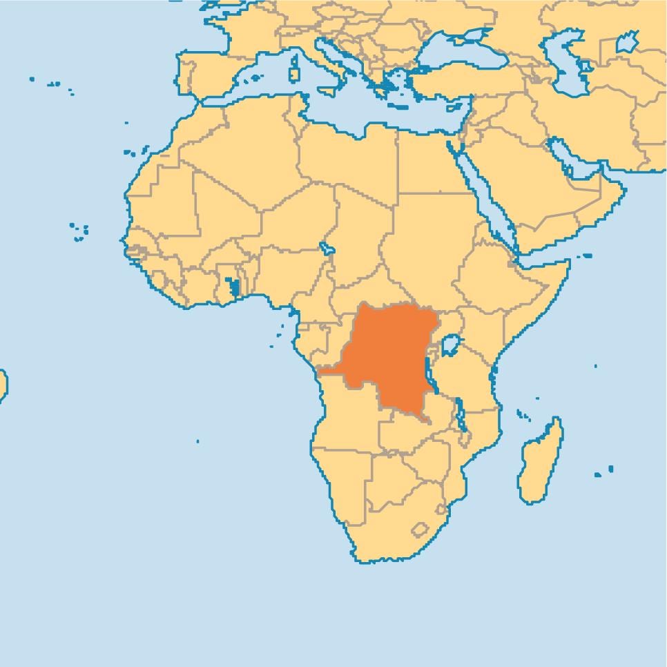 Kort af zaire á world